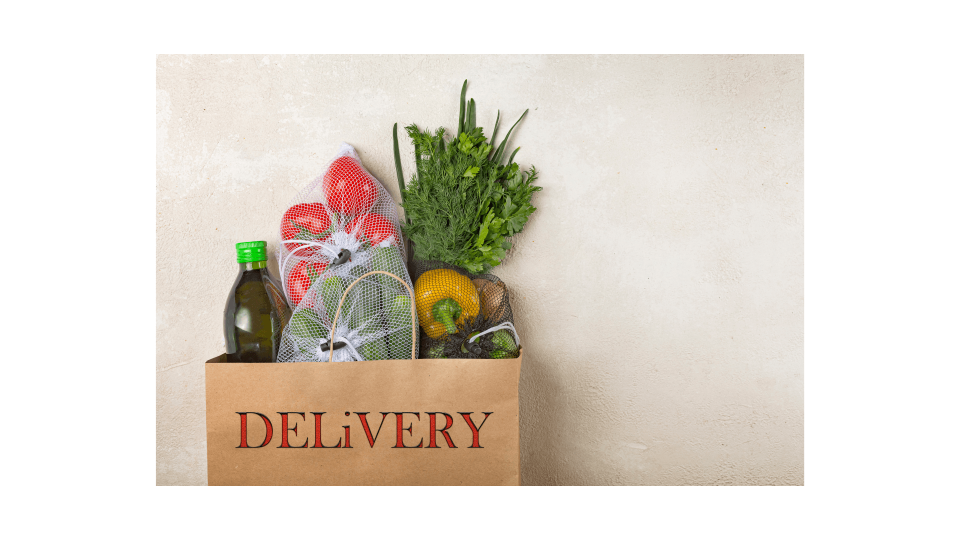 A bag of fresh groceries ready for delivery
